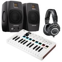 Adam Audio D3V (Pair, Black) + Audio Technica ATH-M50x (Black) + Arturia MiniLab 3 (White) Bundle